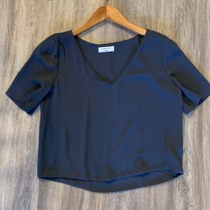 Babaton Cropped Chiffon Vneck Top